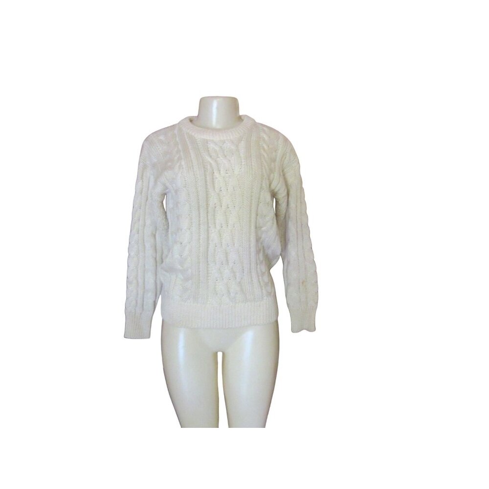 Woolovers Cable Knit 100% Wool Chunky Cream Sweater XS